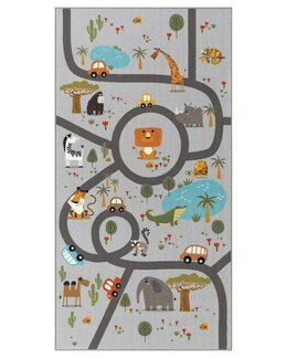 *Ny*Matta med barnmotiv Play Animals Grå