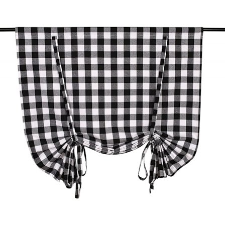 1 stk Hjem Bomull Rutete Vindu Gardin Rull Opp Buffalo Rutete Stanglomme