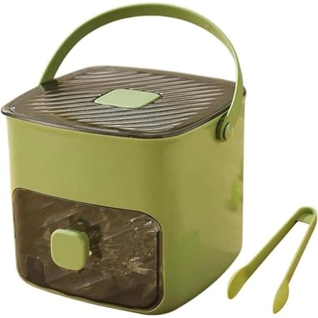 Isbeholder med låg og tang – Trykdesign, stor kapacitet isform med 48 rum, perfekt til drinks, whisky og isbad