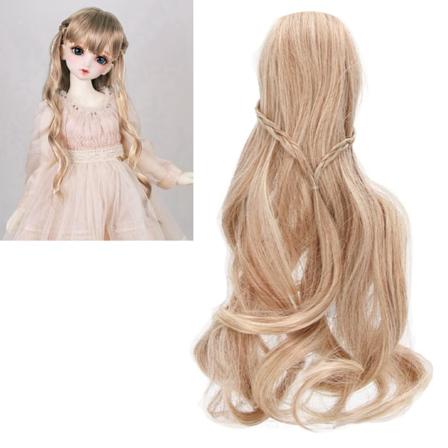 Nukkehiusperuukki Kiharatyyli Siisti otsatukka DIY Leikkaus Pehmeät Nukketarvikkeet 1/3 8-9 tuuman Pään ympärysmitta BJD-nukke Smoky Brown