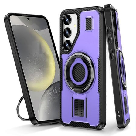 Til Samsung Galaxy S25 Etui TPU PC Telefoncover med Støttefod og Silikonefingerrem - Hvid