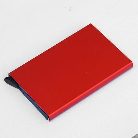 Korthållare Med Rfid Skydd - 6 Aluminium Fack För Kreditkort Röd One Size