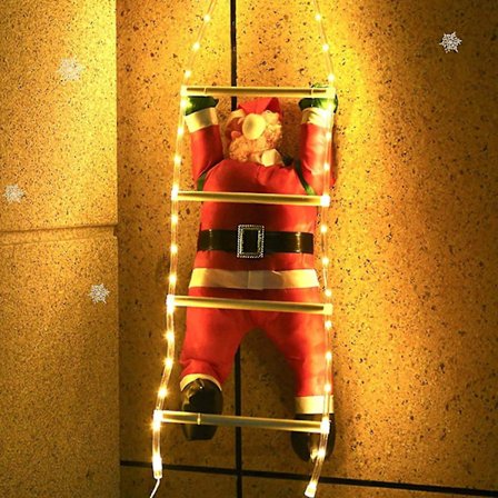 (Varmvit, 60cm) Jultomte Utomhusdekoration, Jultomte Stege, Jultomte Klättrande Plysch Fi