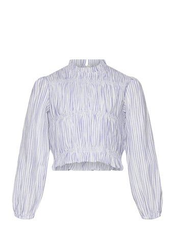 Mango Striped Cotton Blouse - Blue - 7