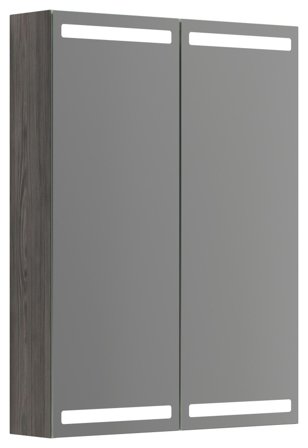 Dansani Luna Level Spegelskåp 60 cm, med ljusstyrning Grå ask, Badrum