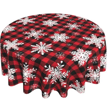 Jul Rund Duk Santa Claus Snögubbe Snöflinga Dekorativ Röd Rund Bordsduk för Hem Kök Mat Picknick Fest