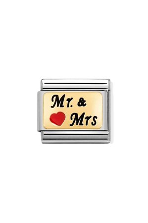 Plates 18K Gold & Enamel Mr and Mrs with Heart