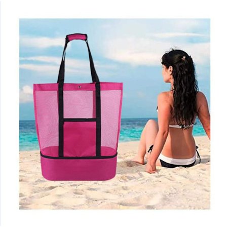 Utomhus dubbelskiktsisolering Beach Net Bag Reseförvaringsväska