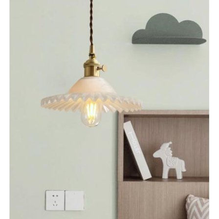 E27 Industriell Vintage Taklampa Retro Glas Taklampa Lampskärm (vit)_sai