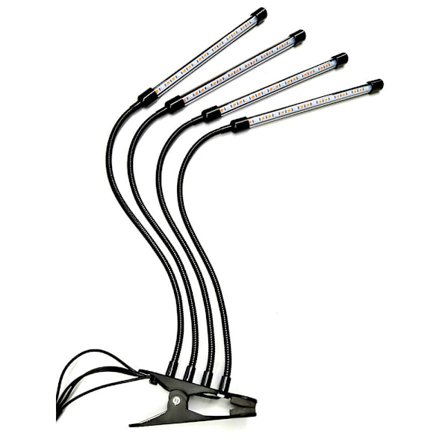 Vækstlys til indendørs planter, 4-armet fuldspektret LED-vækstlys med timer, vækstlampe til frøplanter og sukkulenter