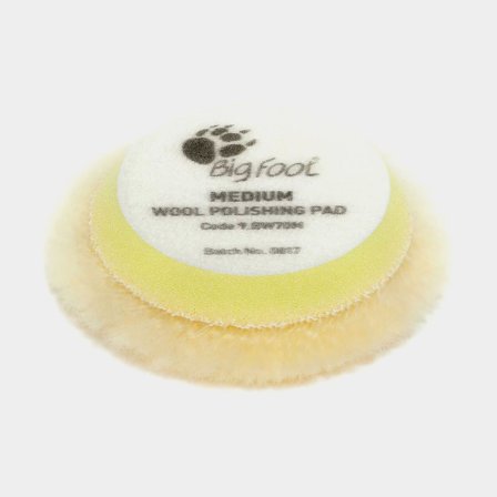 Boina de lã RUPES BigFoot Wool Medium, Ø65 mm, média dureza, compatível com prato de apoio Ø50 mm, embalagem com 4