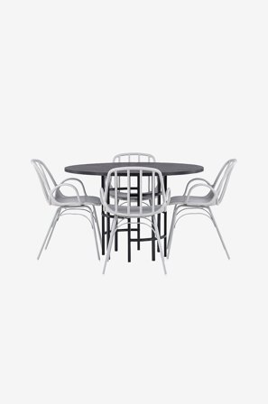 Venture Home - Spisegruppe Copenhagen med 4 spisebordsstole Dyrön - Grå - Spisebordssæt 4 personer - Fra Homeroom