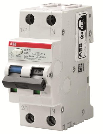 ABB 2CSR255180R1024 Personskyddsautomat 6kA, C-karakteristik, typ A DS201 C2 A30, Anslutningsdon & kablar