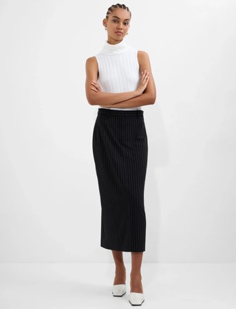 French Connection Morgan Tailored Midi Skirt - Black - 38