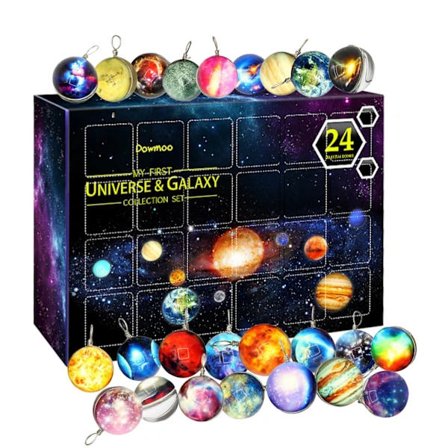 Julkalender 2025 - 24 dagar Universum Galax Rymd Planet Nedräkningskalender, Rolig Jul Överraskning Träddekorationer G[co]