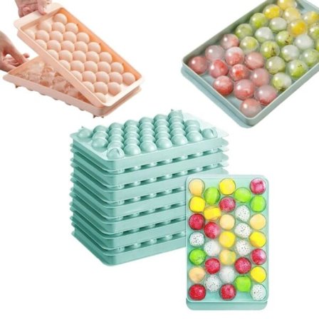 2-pak Stapelbare Isforme 33 stk. Iskugler Runde Isbiter Plast Blå