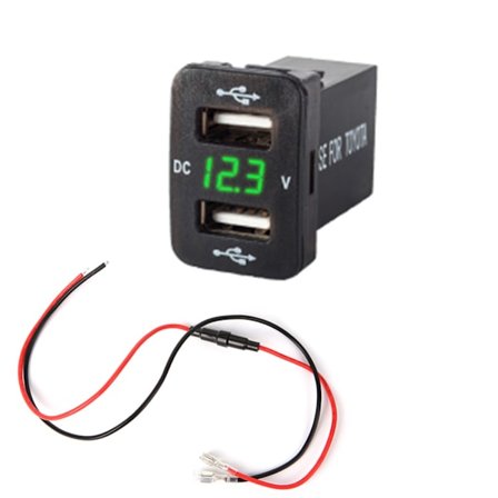 12V Dobbelt Biloplader Strømadapter Udtag med LED-display til Hurtig Opladning af Smartphone telefon