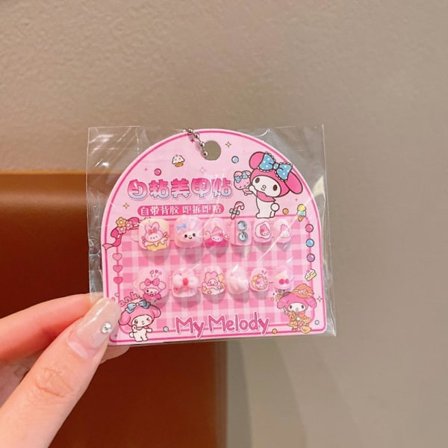 Ny stil|Barn Tecknad Press On Naglar Korta Sanrio Konstgjorda Falska Barn Bärbara F2j3