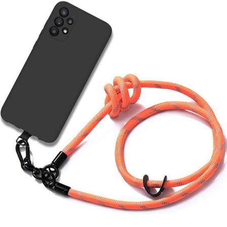 Crossbody-fodral för Samsung Galaxy A32 5G Svart Stötsäker Anti-Scratch med robust axelrem Orange Orange