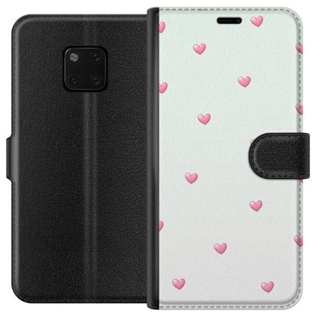 Kompatibelt Lommeboketui til Huawei Huawei Mate 20 Pro Minimalistiskt mønster med rosa hjerter på lys bakgrunn, søtt og enkelt design for mobildeks
