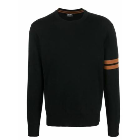 Z Zegna, Round-neck Knitwear Zwart, Heren, Maat:L