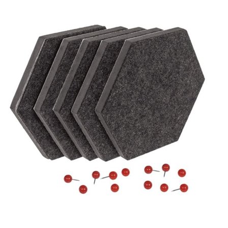 Selvklæbende memoboards i filt - 6-pak med stifter