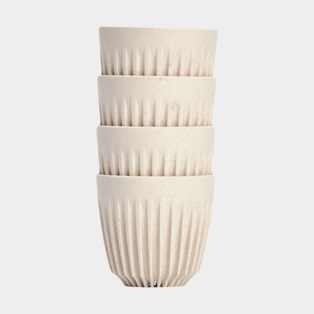 Espresso šálky HuskeeCup Espresso 3oz Natural, recyklované kávové slupky, béžové, 9 cl / 90 ml, 4-pack