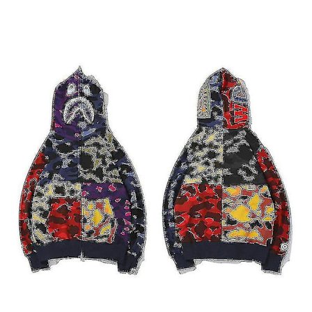 Herre hettegenser Camo Loose Zipper Jacket Sweatershirt For Herre Boy vY