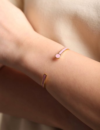 Design Letters Rainbow Dot Bangle - Pink - ONE SIZE