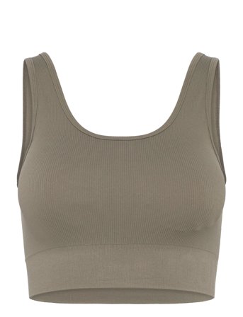 Moonchild Yoga Wear Soft Rib Seamless Crop Top - Khaki green - XS