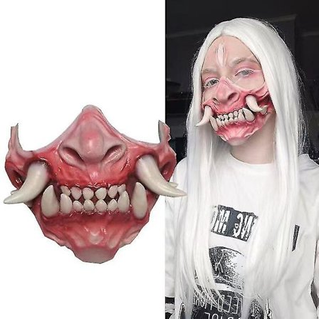 Halloween Evil Demon Mask Fangs Half Face Cyberpunk Cosplay Props