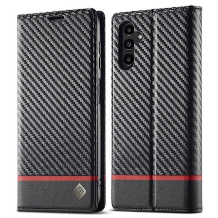 SKALO Samsung A15 5G LC.IMEEKE Carbon Fiber Lompakkokotelo PU-nahkaa - Musta