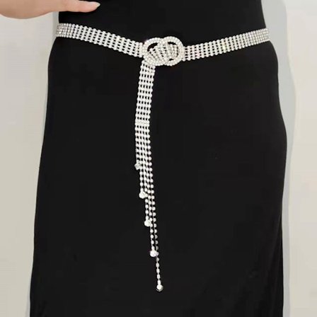 Krystall midjekjede for kvinner Rhinestone Chian belter O-ring