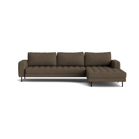Rouge XL Chaiselong Sofa, Højrevendt - Monza Taupe - 310x185x89cm - Blød/Medium Siddekomfort, Vendbare Ryghynder & Pulverlakerede Ben