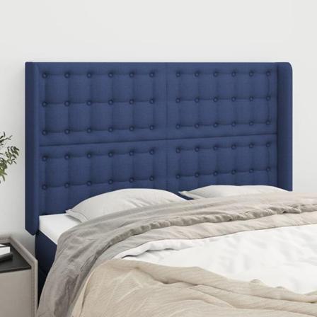 Vidaxl Huvudgavel Med Kanter Blå 147x16x118/128 Cm Tyg Blå