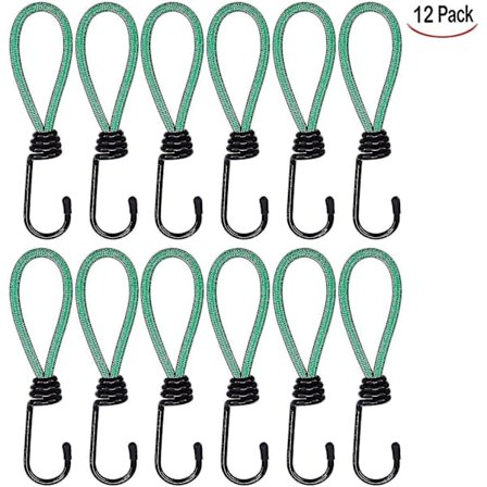 12 stk. kroker strammere, presenningsstrammer krok bungee strammer camping med krok, elastisk bånd