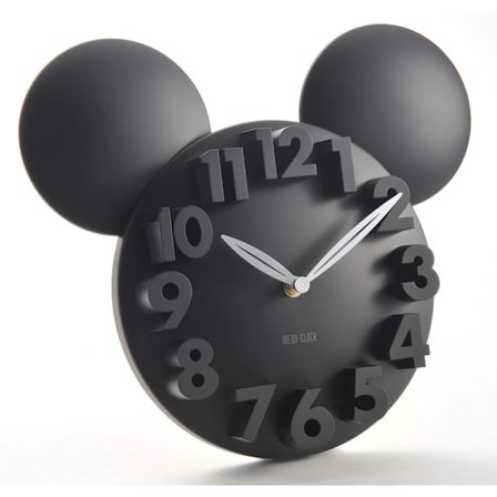Modern 3D Mickey Mouse Klocka Supersöt Svart Väggklocka för Disney-fans Barn och Skolelever, Höjd: 12 Tum
