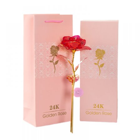LED-upplyst ros i guldfolie - Alla hjärtans dag-present - 24K simulerad bukett - Present till mors dag