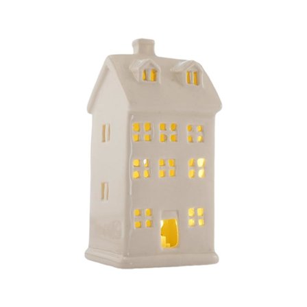 Julby-sæt, Keramiske LED-oplyste julebyhuse, Hvide porcelænsbyhuse, Julestadsscene skrivebordsdekor RH2282 one-size_tfrf