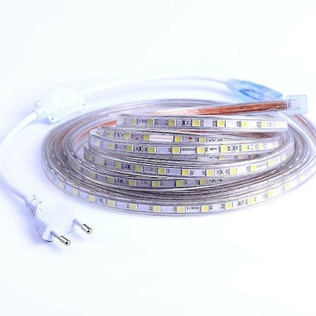 /EA/1m LED-lyslist - Varmhvit Lyslist 5050 SMD 60 LED/m Lyssterk Bakgrunnsbelysning 220V 230V Lyslist IP65 Vanntett DIY Juledekorasjon