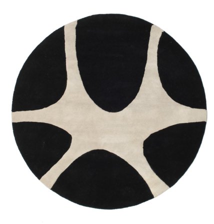Stones Handtufted Ø 150 Klein Zwart Abstract Rond Wol Vloerkleed