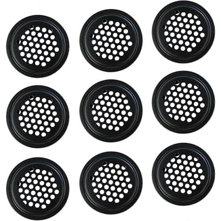 10 stk. Ventilgitter i rustfrit stål, cirkulært net, sort cirkulært ventilationsgitter, gitterbeskyttelse, ventilgitterbeskyttelse ventilation af 