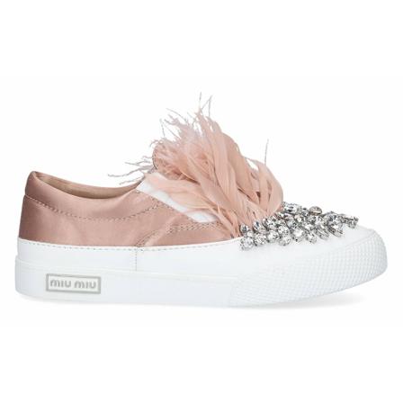 Miu Miu, Slip Ons Satin Beige, Dames, Maat:36 EU