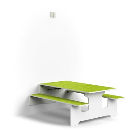 Vegghengt bord LUCAS, L1400 B1205 H580 mm, linoleum, hvit/grønn