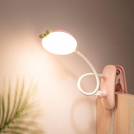 Skrivebordslampe med klemme for barn, batteridrevet lampe med klemme for seng med 3 lysstyrkenivåer, USB-oppladbar leselampe, øyevennlig LED-bordlampe