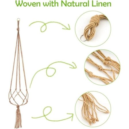 Pakke med Macrame Plant Hænger, Hængende Plantepotte, til Hængende Blomsterpotte Hængende Plantekasse Altan Boligindretning, 4 Rebben, 105 cm