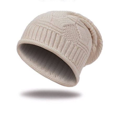 Varme strikhuer til efterår/vinter, buffet-huer i koreansk stil til mænd og kvinder, beige