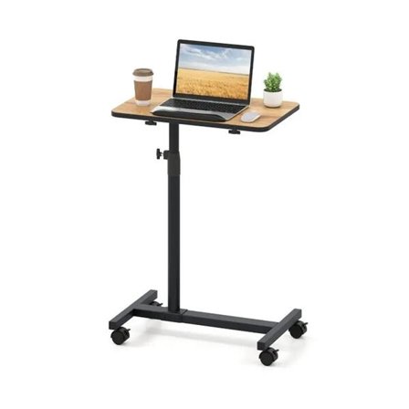 Laptop-bord med hjul og højdejusterbar bordplade - Svart/træ
