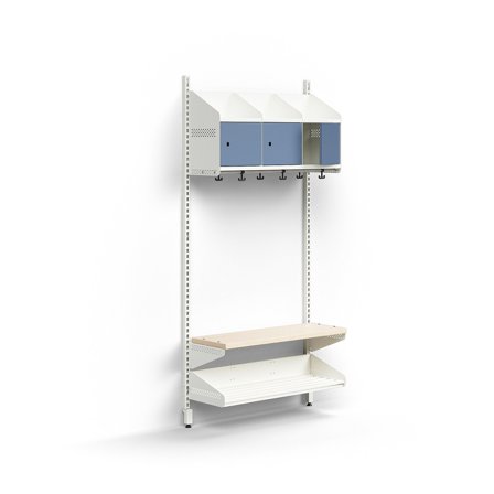 Garderobenschrank ENTRY, Grundmodul, wandhängend, 1800 x 900 x 300 mm, weiß/blau