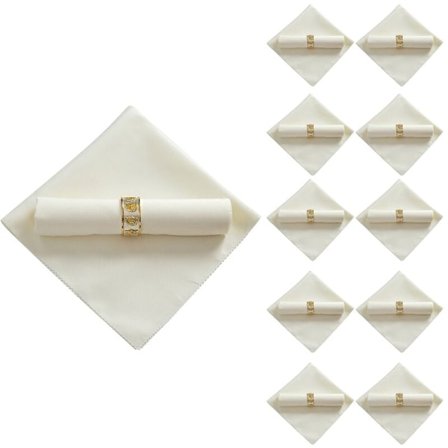 Set med 10 polyestertygservetter 48 x 48 cm för restaurang, middag, beige.